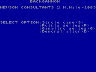 Backgammon back cover for ZX Spectrum